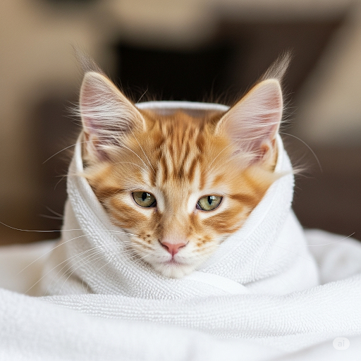 Chaton fermé en serviette photo stock. Image du chat - 30689854